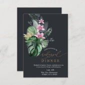 Tropische Blume Dunkle Probe Abendessen Einladung (Vorne/Hinten)