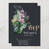 Tropische Blume Dunkle UAWG Einladung (Vorne/Hinten)