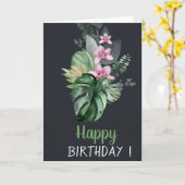 Tropische Blume Dunkler Geburtstag Karte (Gelbe Blume)