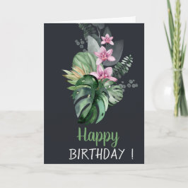 Tropische Blume Dunkler Geburtstag Karte