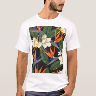 Tropische Blume, dunkler Hintergrund, nahtlos blüh T-Shirt