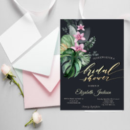Tropische Blume Dunkles Brautparty Einladung