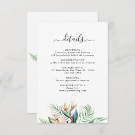 Tropische Blume - Eintrittskarte für Hochzeiten Begleitkarte