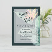 Tropische Blume Elegante Hochzeit Save the Date (Stehend Vorderseite)