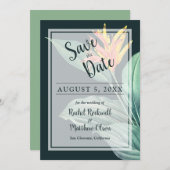 Tropische Blume Elegante Hochzeit Save the Date (Vorne/Hinten)