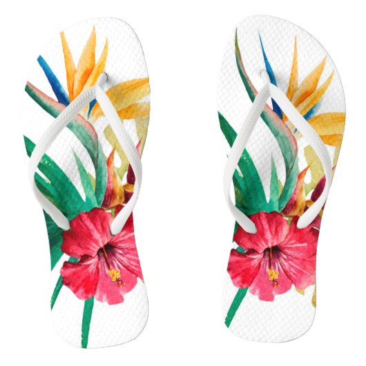 Tropische Blume Erwachsene Flip Flops Badesandalen (Fußbett)