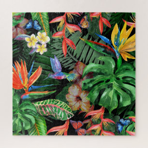 Tropische Blume: Exotisches Wasserfarbmuster Puzzle