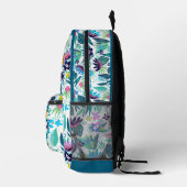 Tropische Blume farbiges Muster Monogramm Bedruckter Rucksack (Rechts)