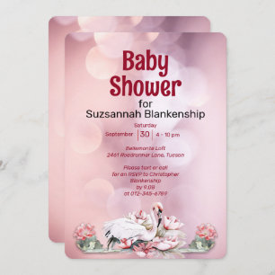 Tropische Blume & Flamingo Kinderdusche Einladung