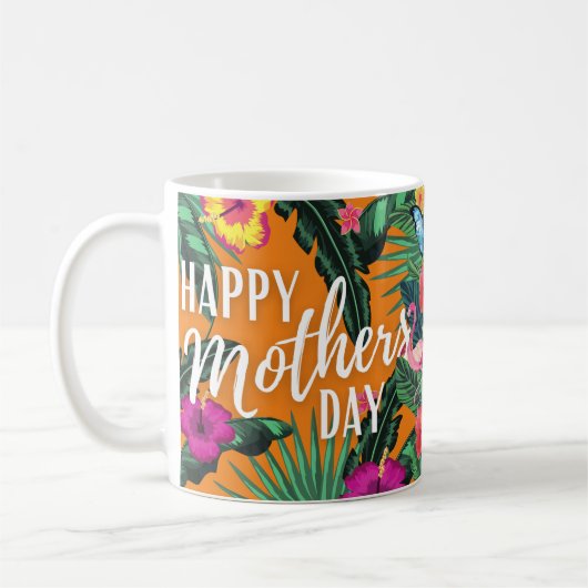 Tropische Blume Flamingos Happy Mthers Day Kaffeetasse (Links)