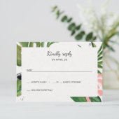 Tropische Blume Foto Hochzeit RSVP Karte (Stehend Vorderseite)