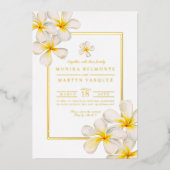 Tropische Blume Frangipani Hochzeit Folieneinladung (Vorderseite)