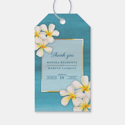 Tropische Blume Frangipani Hochzeit Geschenkanhänger (Vorderseite)