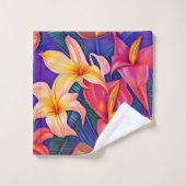 Tropische Blume fünf Badhandtuch Set (Waschlappen)