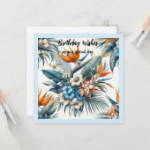 Tropische Blume Geburtstagskarte Karte (Vorderseite/Rückseite Beispiel)