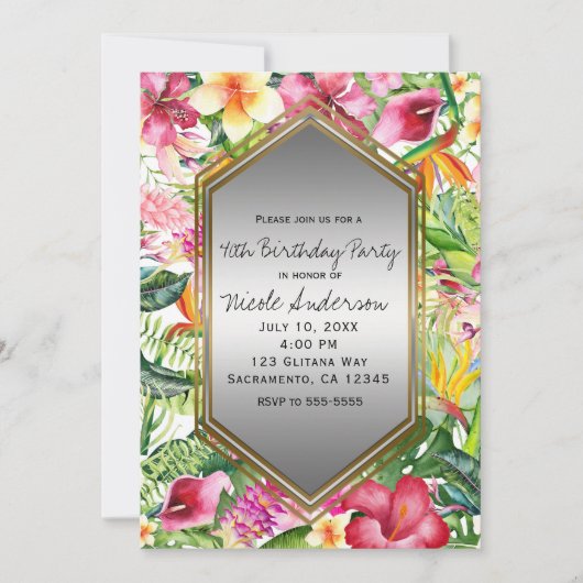 Tropische Blume Geburtstagsparty Einladung (Vorderseite)