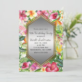 Tropische Blume Geburtstagsparty Einladung (Stehend Vorderseite)