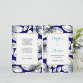 Tropische Blume gefaltetes Hochzeitsprogramm (Stehend Vorderseite)