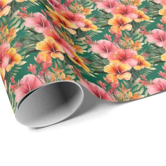Tropische Blume Geschenkpapier (Rolleneckpunkt)
