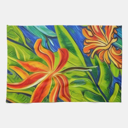 Tropische Blume Geschirrtuch (Horizontal)