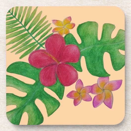 Tropische Blume Getränkeuntersetzer (Vorderseite)