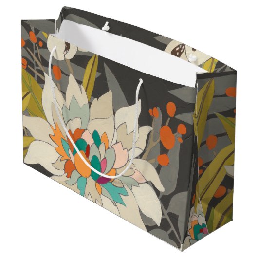 Tropische Blume Große Geschenktüte (Rückseite Schrägansicht)