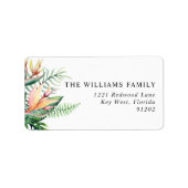 Tropische Blume Grün Empfänger-Adressetikett Adressaufkleber (Vorne)