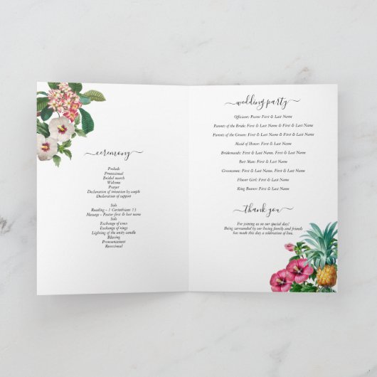 Tropische Blume Grüne Hochzeitserie Programm (Innenseite)