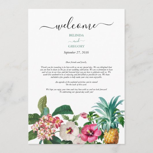 Tropische Blume & Grüne Hochzeitsreise Programm (Vorderseite)