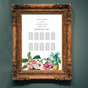 Tropische Blume & Grünpflanzen Hochzeitskarte Poster