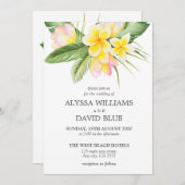 Tropische Blume Hawaii Beach Romantische Hochzeit Einladung (Vorne/Hinten)