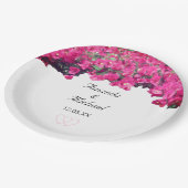 Tropische Blume & Herzen Pappteller (Schrägansicht)