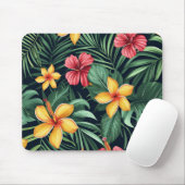 Tropische Blume Hibiskus Nahtloses Muster Mousepad (Mit Mouse)