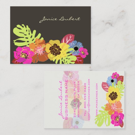 TROPISCHE BLUME/HINTERGRUND DES RETRO-BOLD VISITENKARTE (Vorne/Hinten)