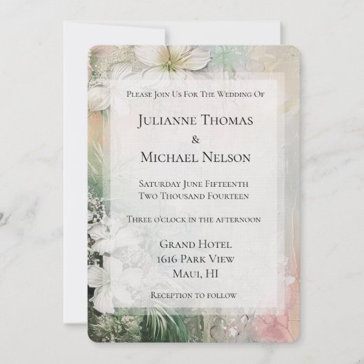 Tropische Blume Hochzeit Einladung (Vorderseite)