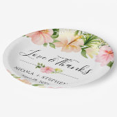 Tropische Blume Hochzeit Pappteller (Schrägansicht)