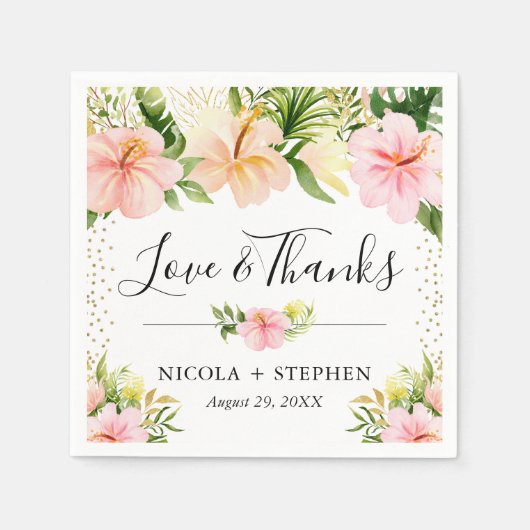 Tropische Blume Hochzeit Serviette (Vorderseite)