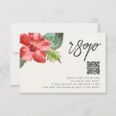 Tropische Blume Hochzeit und QR-Code RSVP Karte (Vorderseite)