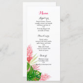 Tropische Blume Hochzeitsmenü Menükarte (Vorne/Hinten)