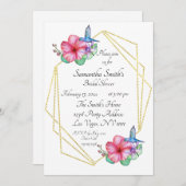 Tropische Blume Hummingbird Brautparty Einladung (Vorne/Hinten)