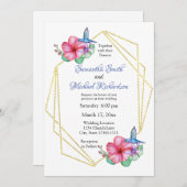 Tropische Blume Hummingbird Hochzeit Einladung (Vorne/Hinten)