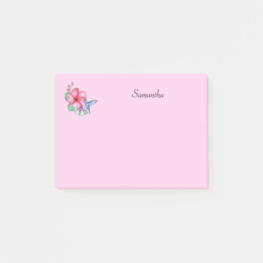 Tropische Blume Hummingbird Personalisiert Post-it Klebezettel (Vorderseite)