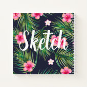 Tropische Blume Ihr Name Sketchbook Notebook Notizblock (Rückseite)