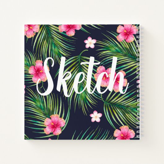 Tropische Blume Ihr Name Sketchbook Notebook Notizblock (Rückseite)