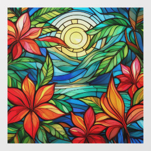 Tropische Blume in mondlichter Glaskunst Fensteraufkleber