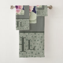 Tropische Blume in Sage Green & Leopard Print