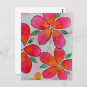 TROPISCHE BLUME in Wasserfarben Postkarte (Vorne/Hinten)
