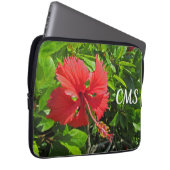 Tropische Blume-Initialen Hellrosa-Insel Laptopschutzhülle (Vorne Rechts)