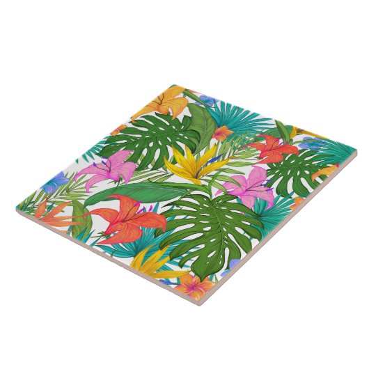 Tropische Blume Keramik Fliese (Seite)