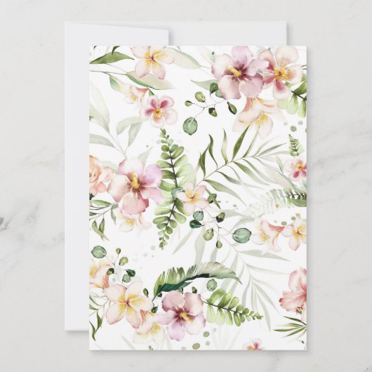 Tropische Blume Kinderdusche, Baby in Bloom Einladung (Rückseite)